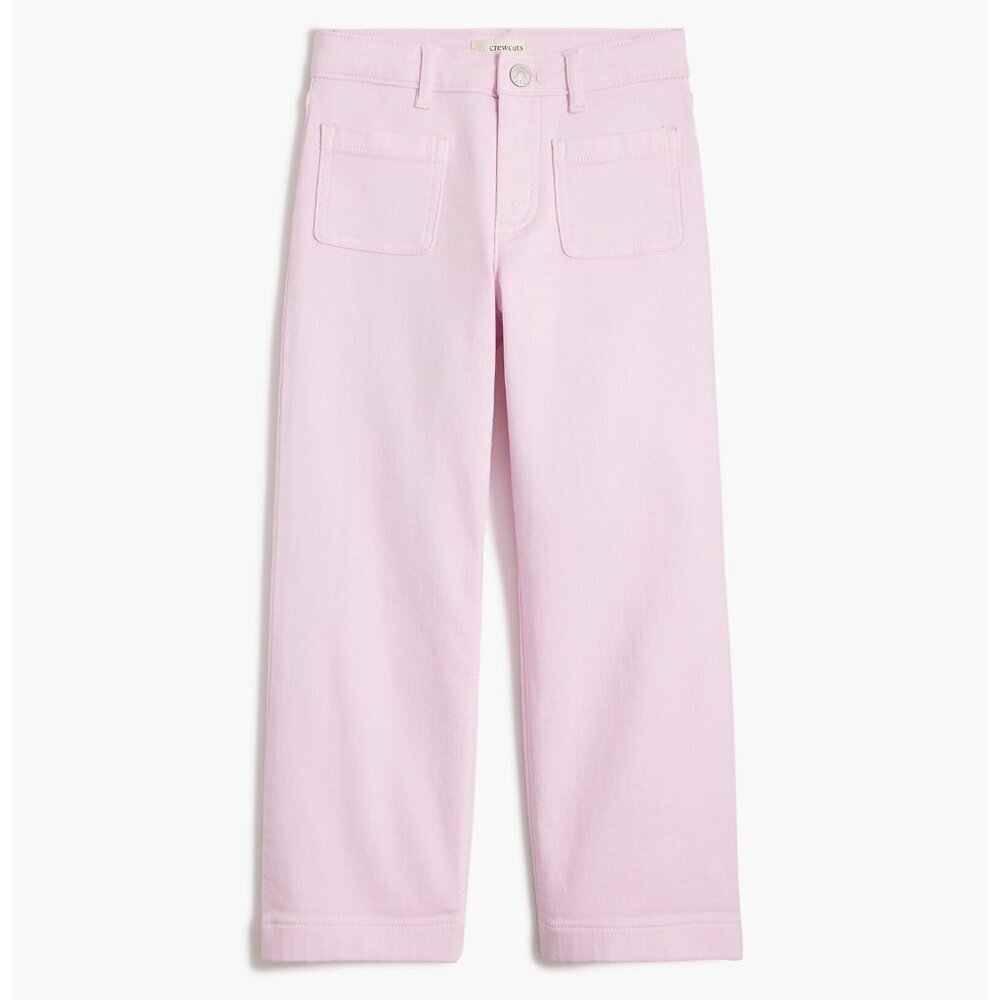 J.Crew Crewcuts Girl's Pink Patch-pocket Wide Leg Jeans Size 14